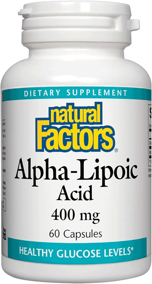 400mg Natural Factors Alpha-Lipoic Acid Capsules for Whole Body Antioxidant Support - 60 Count