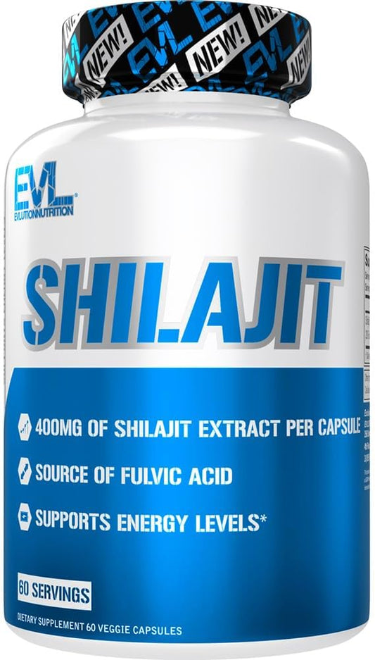 400mg Shilajit Extract Vegetarian Capsules for Energy Support and Workout Performance - Fulvic Acid Supplement - 60 Servings