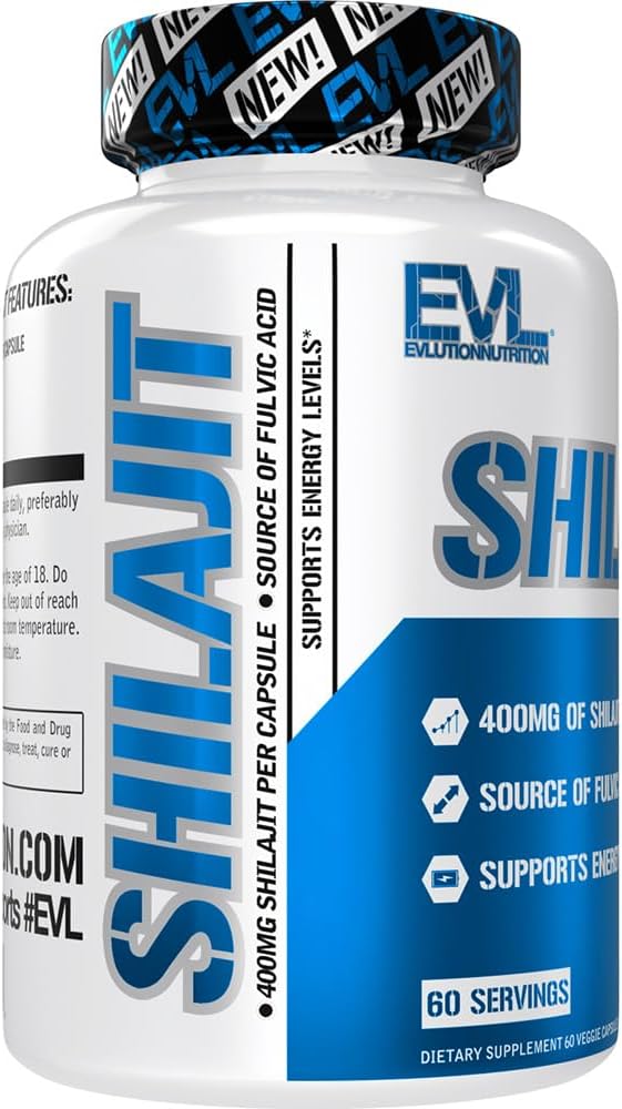 400mg Shilajit Extract Vegetarian Capsules for Energy Support and Workout Performance - Fulvic Acid Supplement - 60 Servings