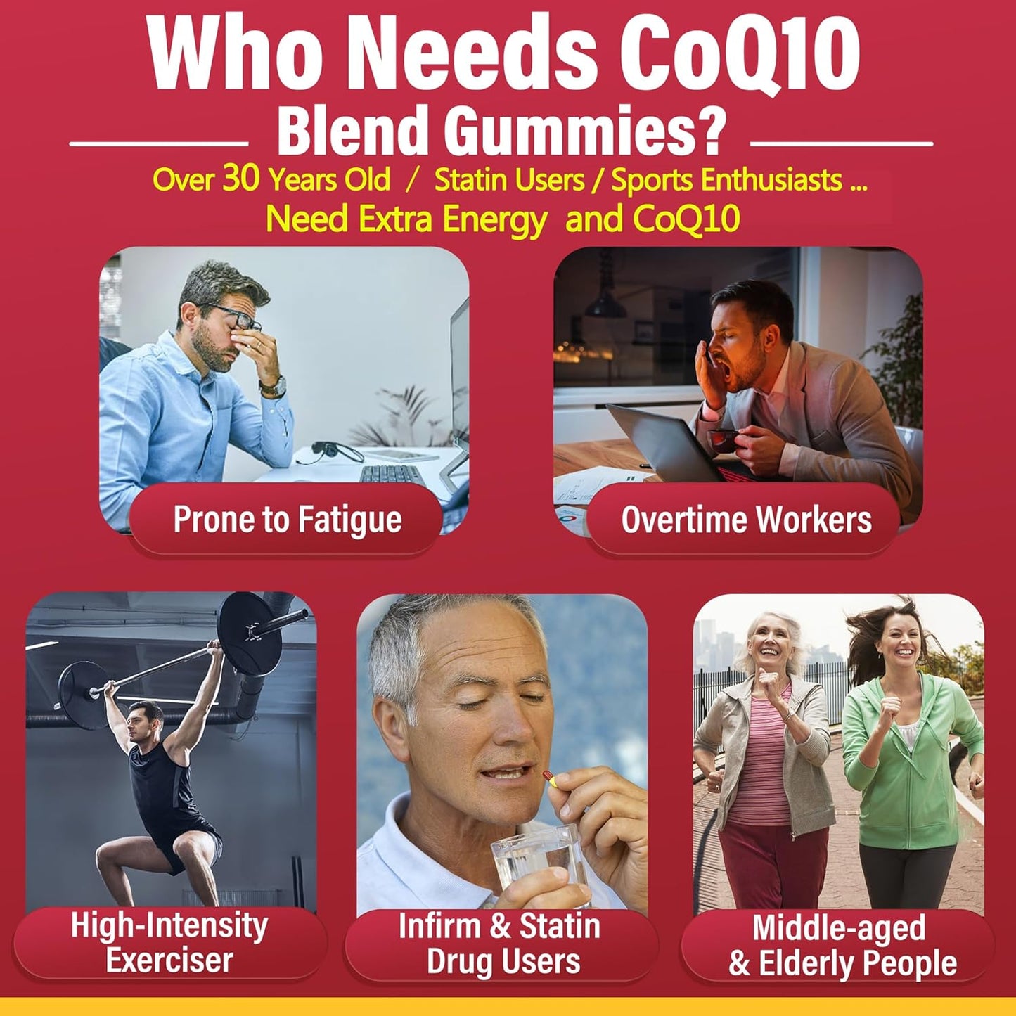 400mg Sugar-Free CoQ10 Gummies with Rhodiola, Ginseng, B12, B6 - Heart Health, Antioxidant, Energy - 4 Months Supply