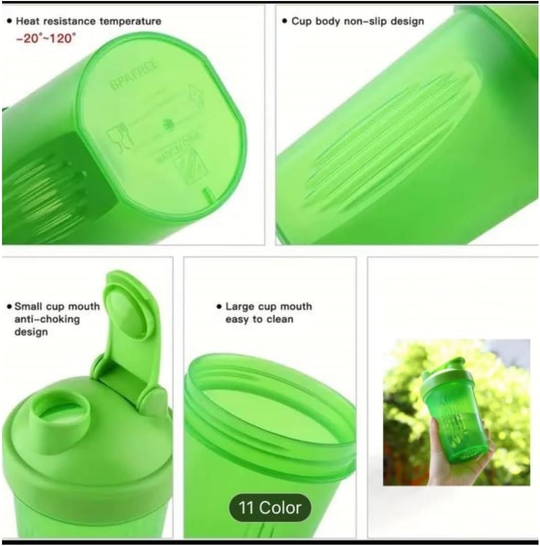 400ML Protein Shaker Bottle with Mixing Ball - Leak-Proof BPA-Free Gym Workout Juice Mixer - Black