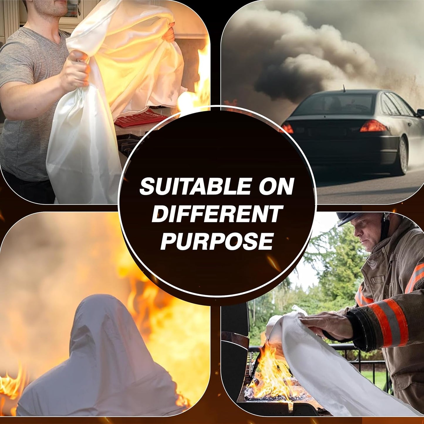 40"x40" Fire Blanket for Home and Kitchen - Pack of 2, High Heat Resistant Emergency Fire Extinguisher Blanket for Home Safety, Kitchen, and Camping