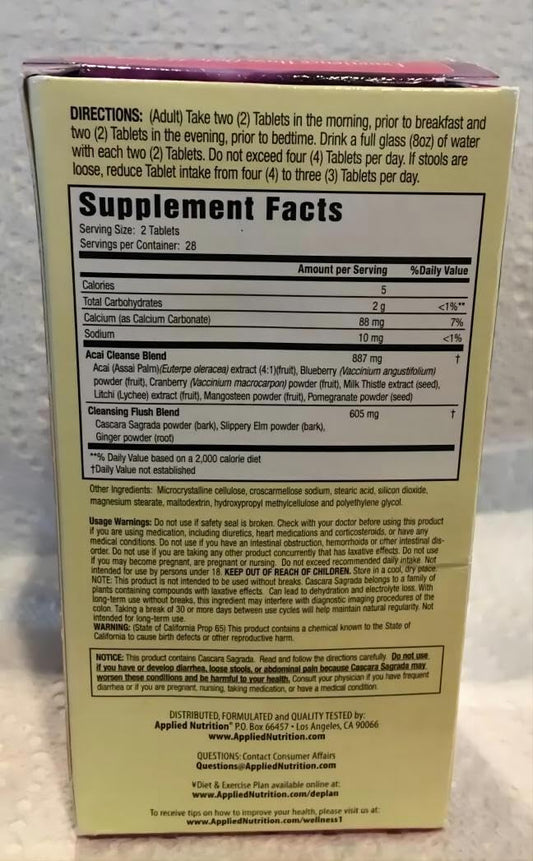 42-Day Supply of Acai Berry Cleanse 168-Count Bottle (Pack of 3) - Detox and Slimming Formula Formula