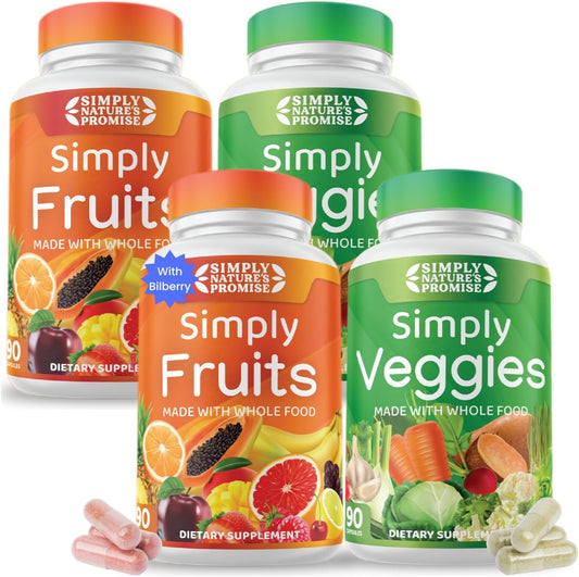 42 Fruits & Vegetables Whole Food Supplement - 2-Month Supply - Non-GMO - Energy & Wellness Support - Soy-Free - 360 Capsules