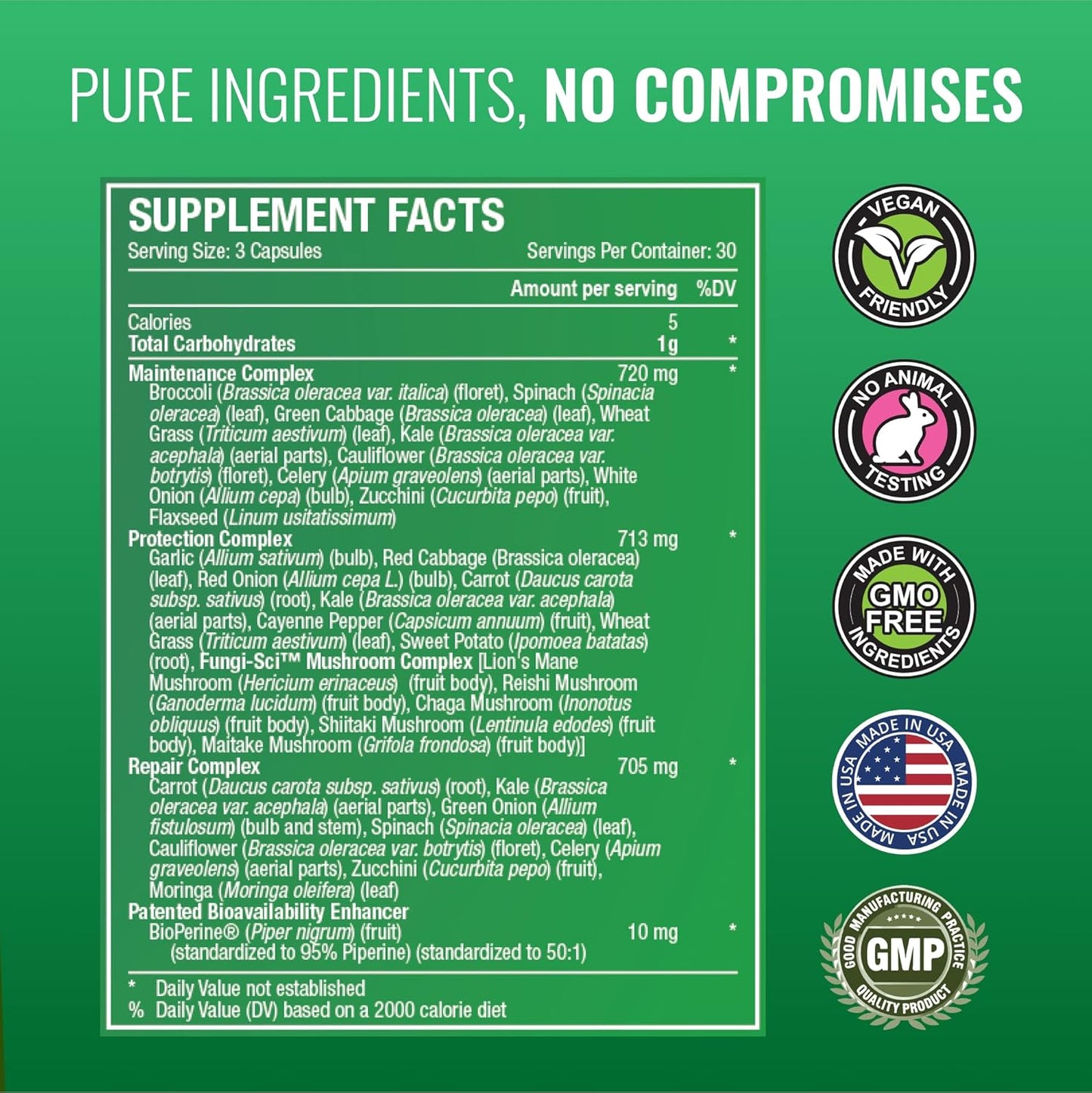 42 Whole Fruit and Veggie Supplement for Enhanced Health & Vitality - Daily Natural Vitamins, Minerals, Antioxidants - 270 Capsules, 3-Month Supply by Approved Science