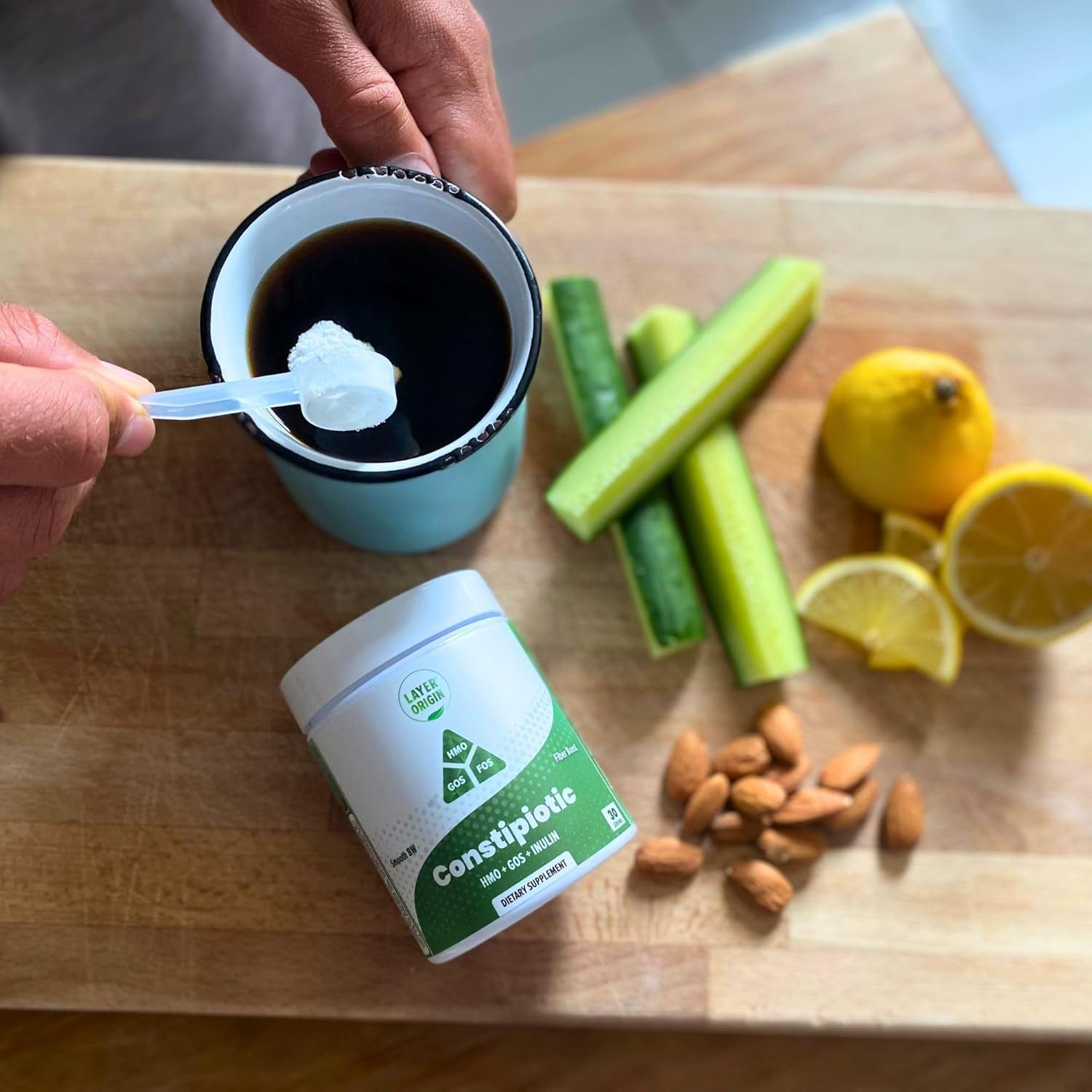 4.4g Layer Origin Constipiotic Prebiotic Fiber for Digestive Regularity - HMO 2'FL, GOS, Inulin FOS - 30-Day Supply - Unflavored