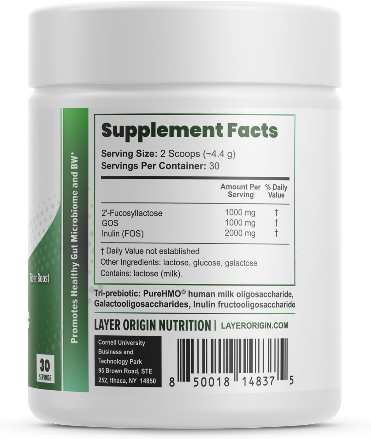 4.4g Layer Origin Constipiotic Prebiotic Fiber for Digestive Regularity - HMO 2'FL, GOS, Inulin FOS - 30-Day Supply - Unflavored