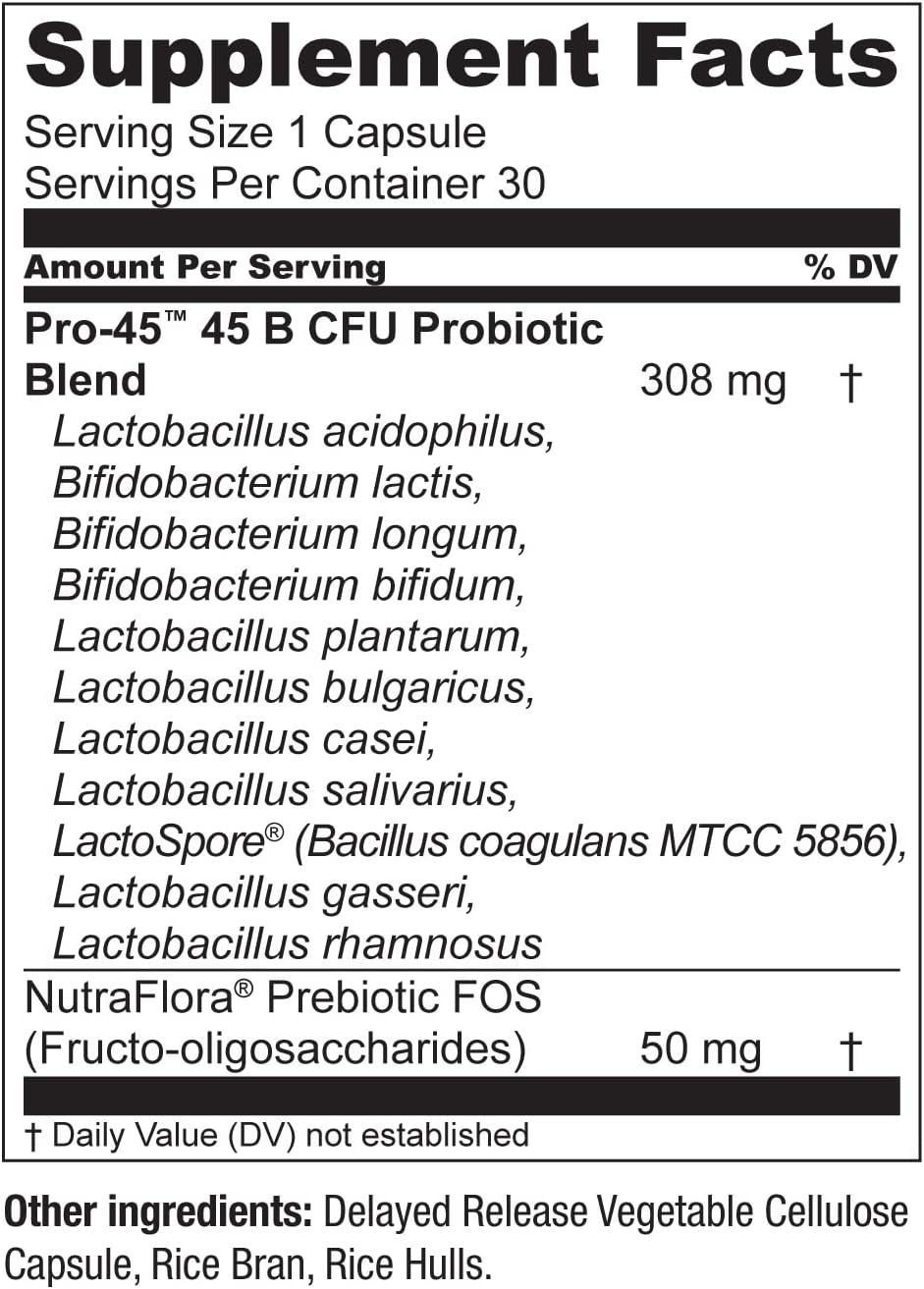 45 Billion CFU Probiotic Formula - 11 Strains, Dairy Free, Delayed Release Capsules - Immune & Digestive Support - 2 Pack of 60 Capsules