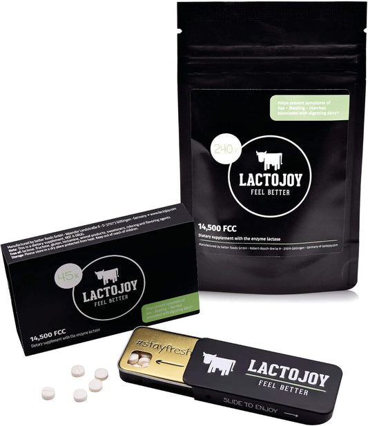 45-Pc. LactoJoy Lactase Pills Bundle with Refill Pack - Powerful Enzymes for Lactose Intolerance - Ultra Pure Digestive Aid - No Silicon Dioxide or Artificial Flavors