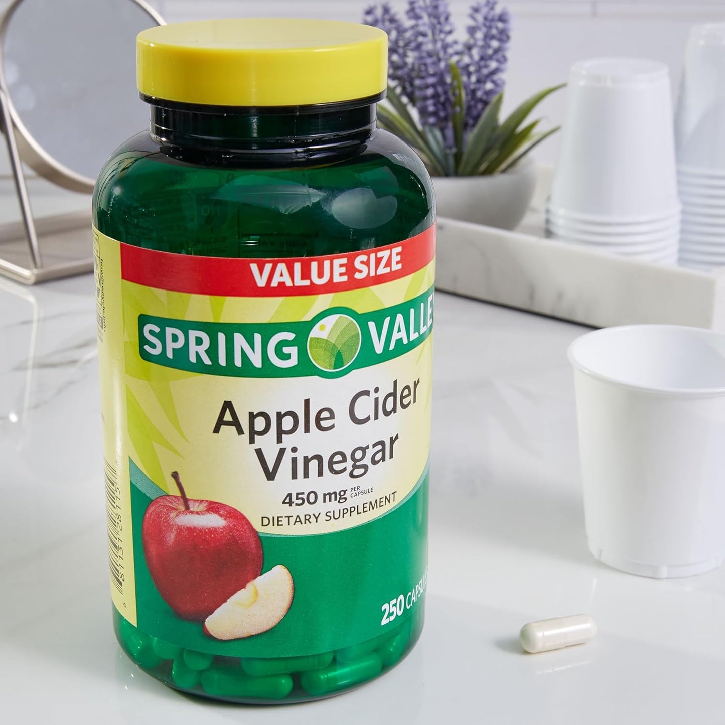 450 mg Apple Cider Vinegar Capsules - 250 Count ACV Supplement Pills for Wellness