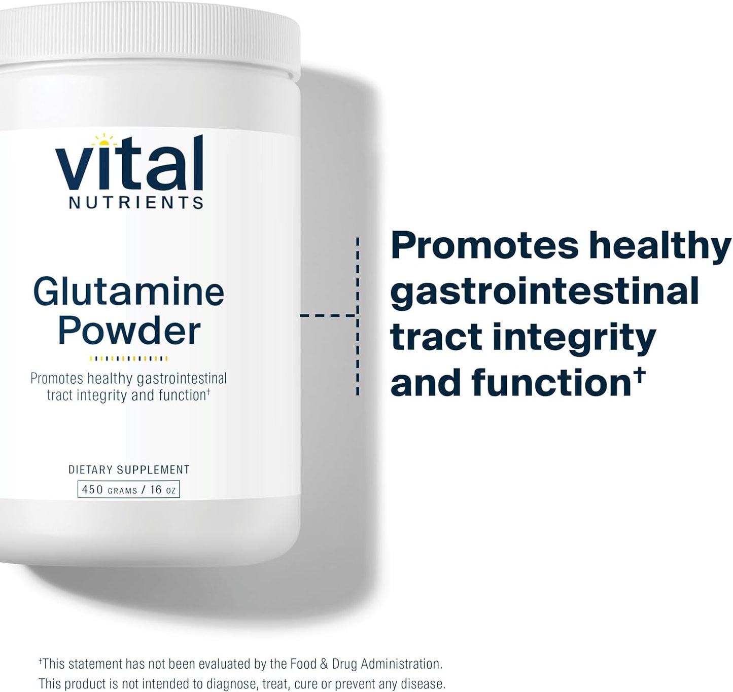 450g Vital Nutrients Glutamine Powder - Promotes Healthy Digestion - Non-GMO, Gluten, Dairy, Soy Free - 16 oz L-Glutamine Supplement