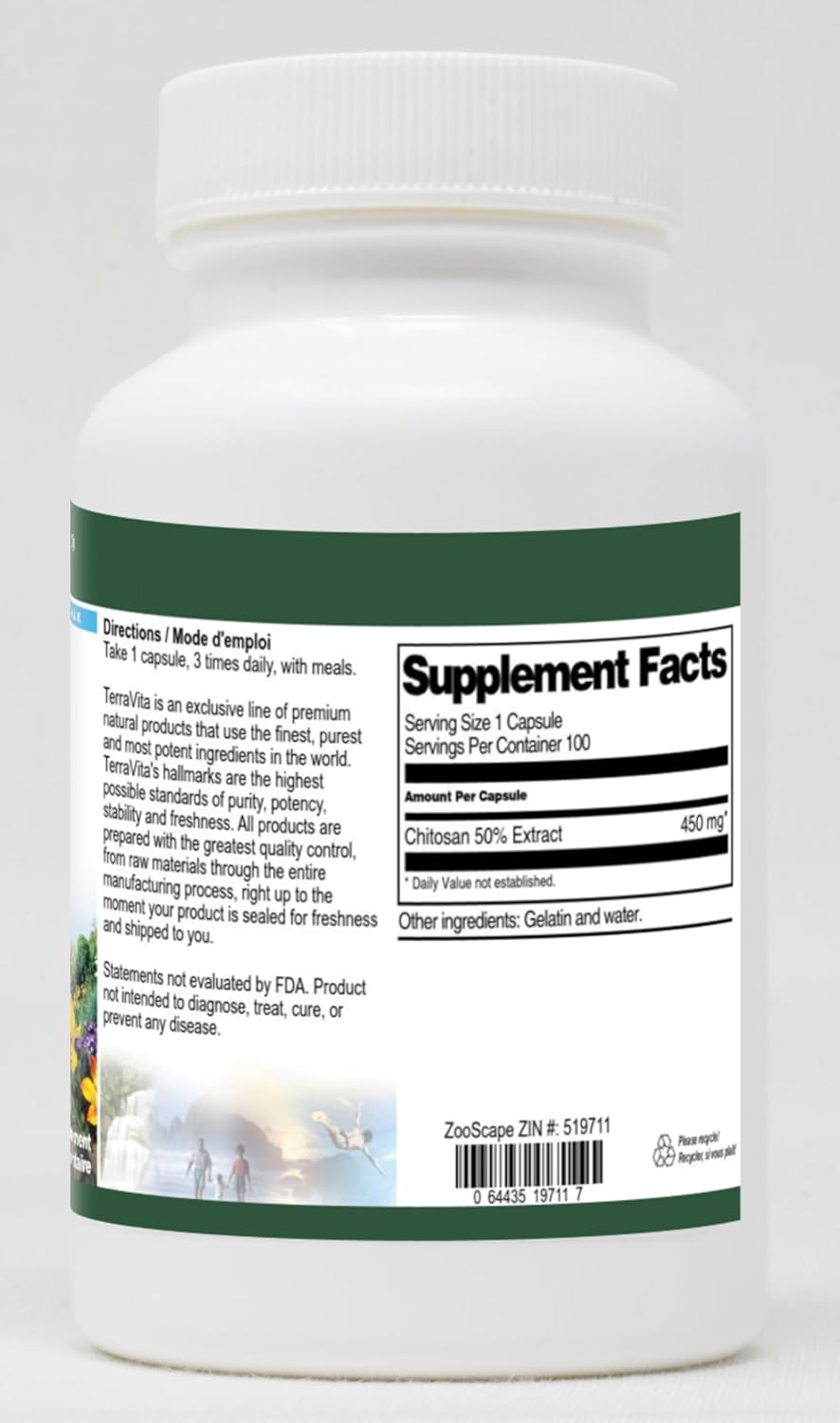 450mg Terravita Chitosan 50% Capsules - 100 Count