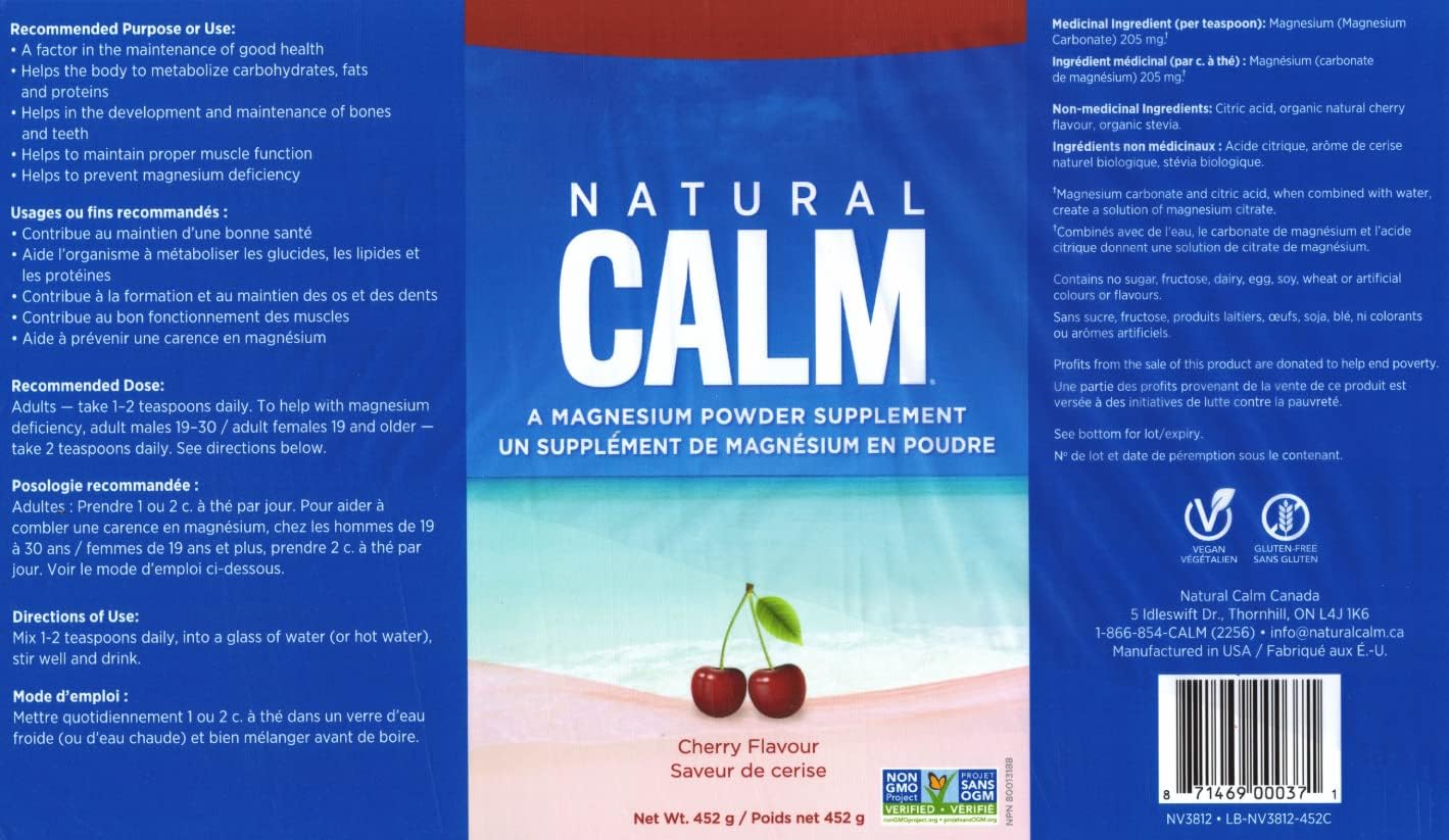 454 GR Natural Vitality Cherry Magnesium Powder Supplement