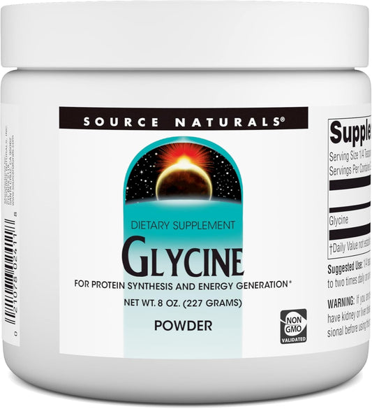 454 Grams Source Naturals Glycine Powder for Energy Generation and Protein Synthesis, 8 oz