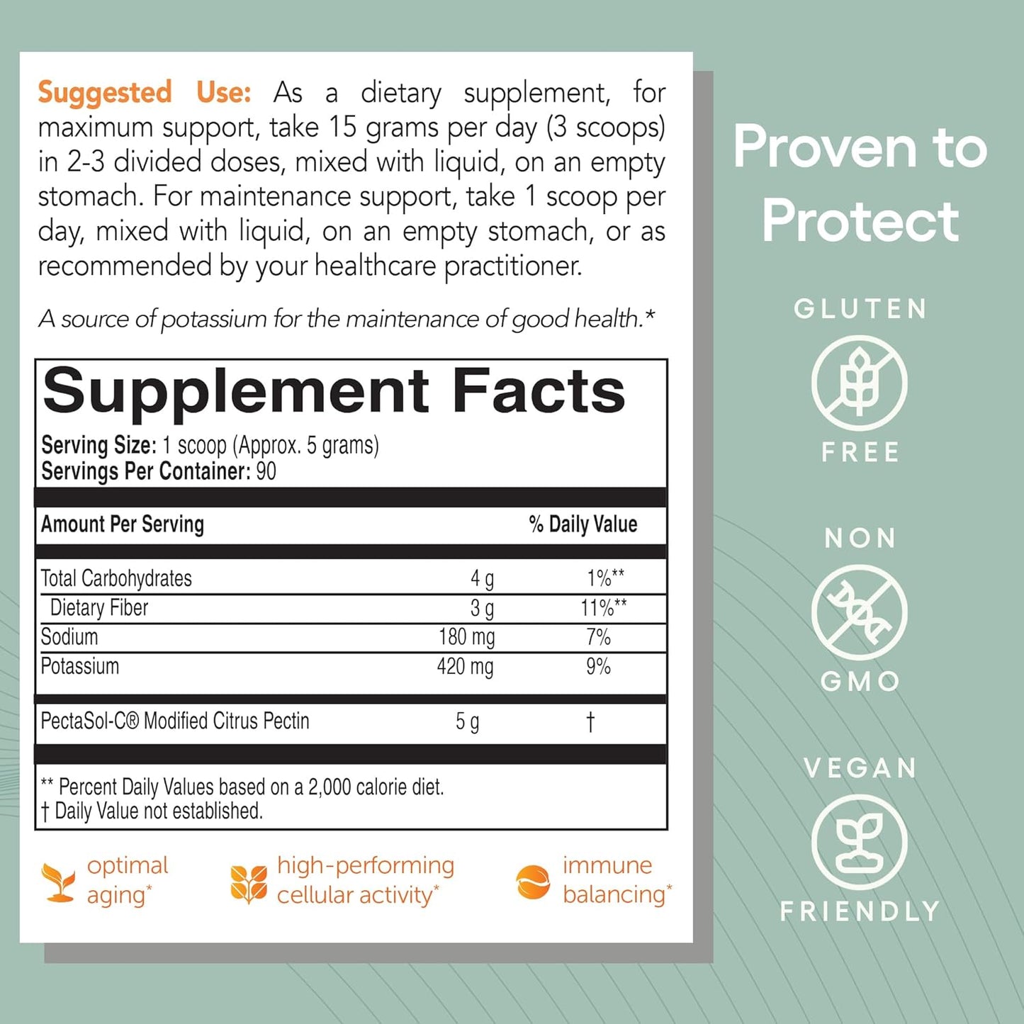 454g EcoNugenics PectaSol Modified Citrus Pectin Powder for Heart, Immune Support & Healthy Aging - Galectin-3 Levels Management
