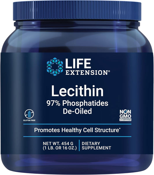 454g Life Extension Lecithin for Healthy Brain Cell Structure & Function, Gluten-Free, Non-GMO, Vegetarian