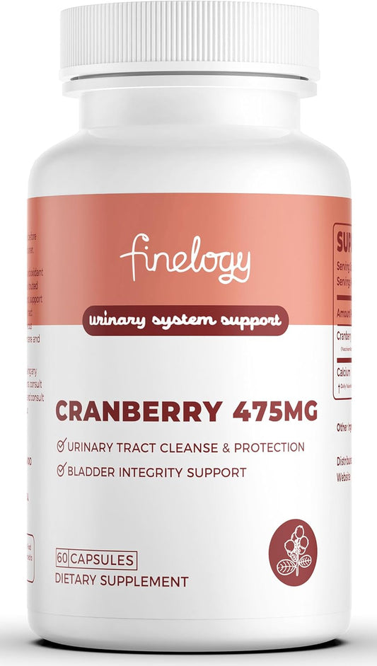 475mg Cranberry Pills - 60 Vegan Capsules for Urinary Tract & Bladder Health | Non-GMO Cranberry Supplement with Concentrated Powder - Sugar-Free (2-Month Supply)