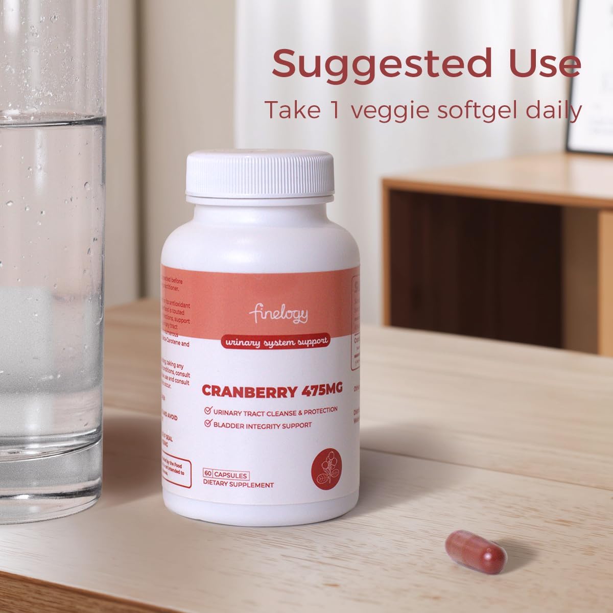 475mg Cranberry Pills - 60 Vegan Capsules for Urinary Tract & Bladder Health | Non-GMO Cranberry Supplement with Concentrated Powder - Sugar-Free (2-Month Supply)