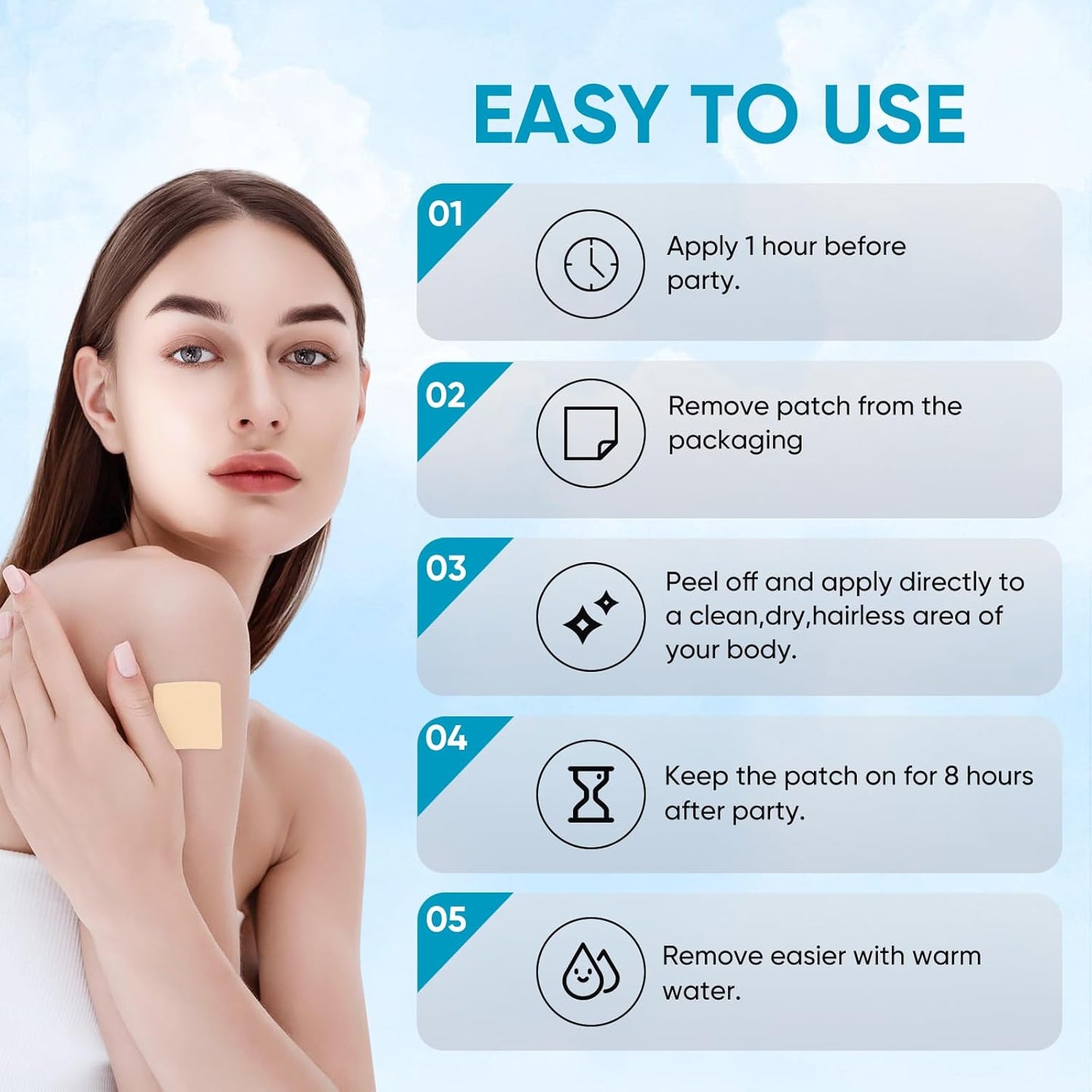 48 Pack of Vitaxpach Recovery Patches with 100% Natural Ingredients for Refreshed & Energized Mornings - Skin-Friendly & Waterproof - Ideal for Pre-Party Use - Enhanced Morning Formula