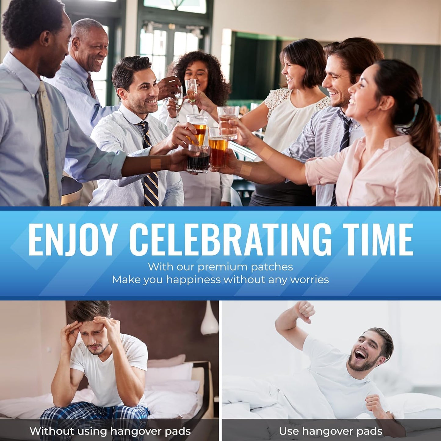 48-Pack YETAIM Recovery Patches for Men and Women - Fast Energy Boost and Recovery Support for Day and Night Parties - Arm, Neck, Wrist, and Back Application for Morning Revival - Clear Blue