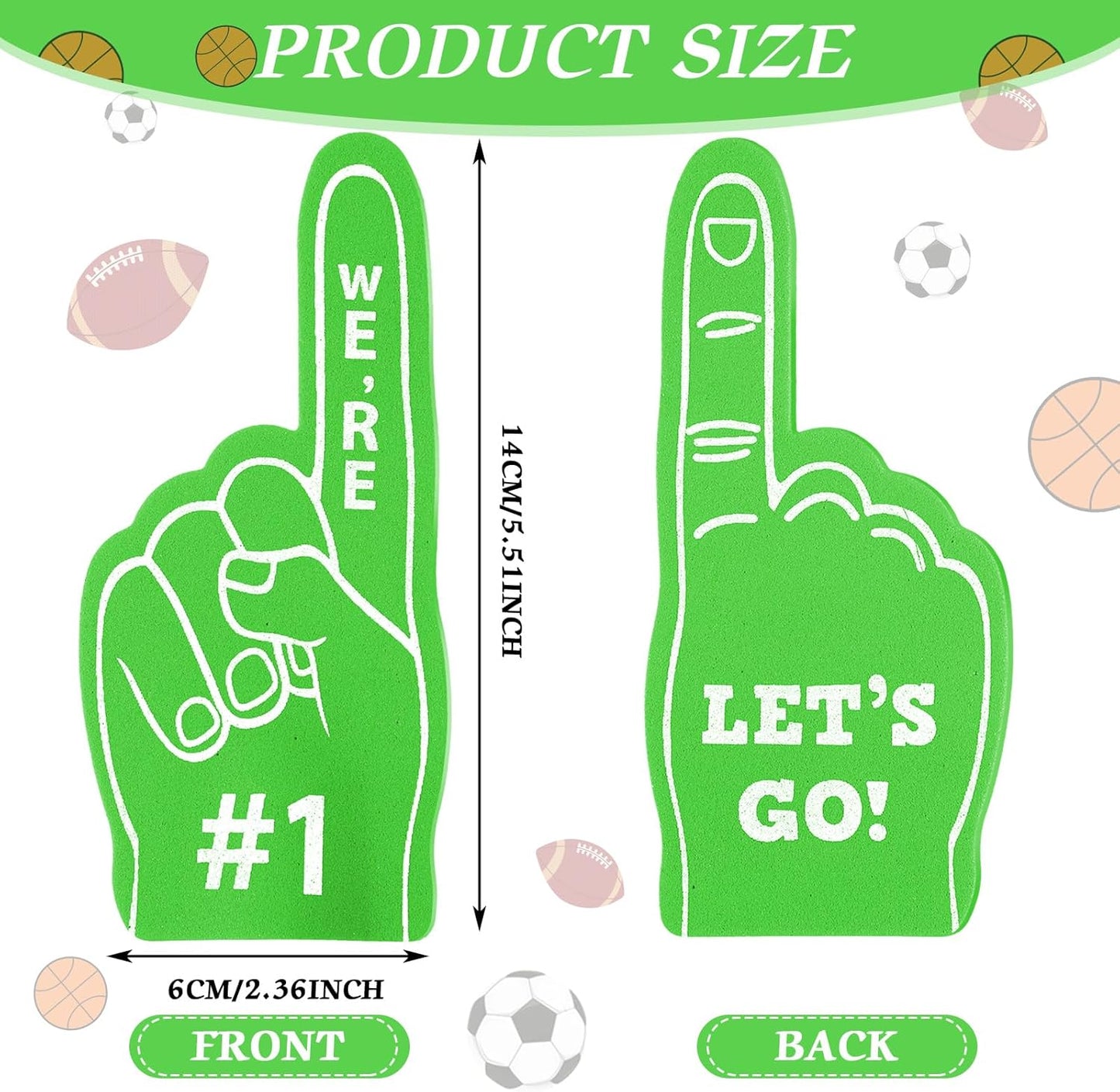 48-Piece Sport Party Favors Fan Foam Finger Set for Basketball Baseball Football Soccer Team Cheerleaders