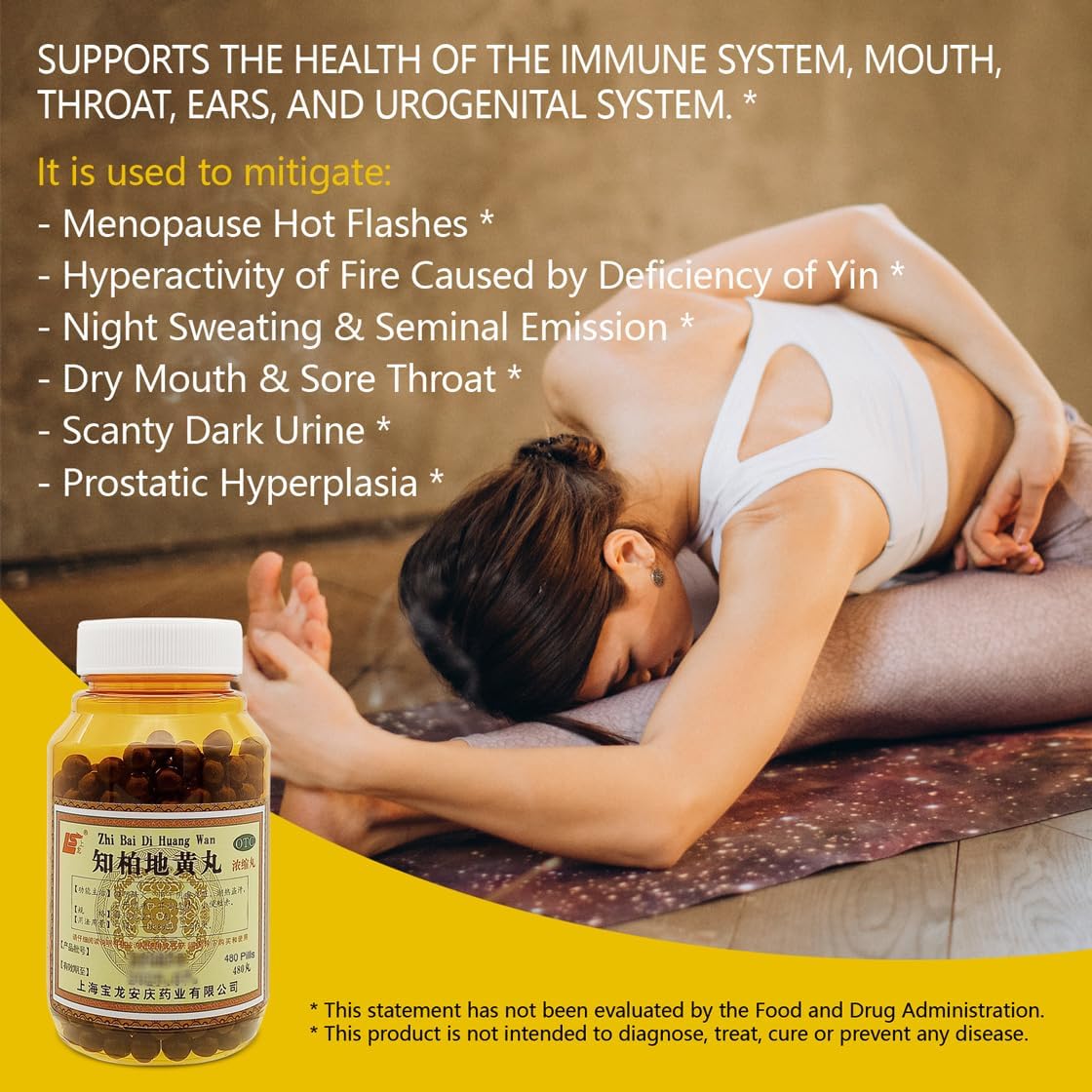 480 Pills ciwoll Zhi-Bai Di-Huang Wan Herbal Supplement - Chinese Eight Flavor Rehmannia Formula for Yin Nourishment