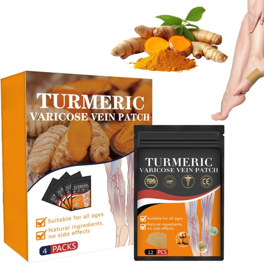 48PCS Turmeric Varicose Vein Patch - Natural Relief for Varicose Veins and Spider Veins on Legs - 1 Box