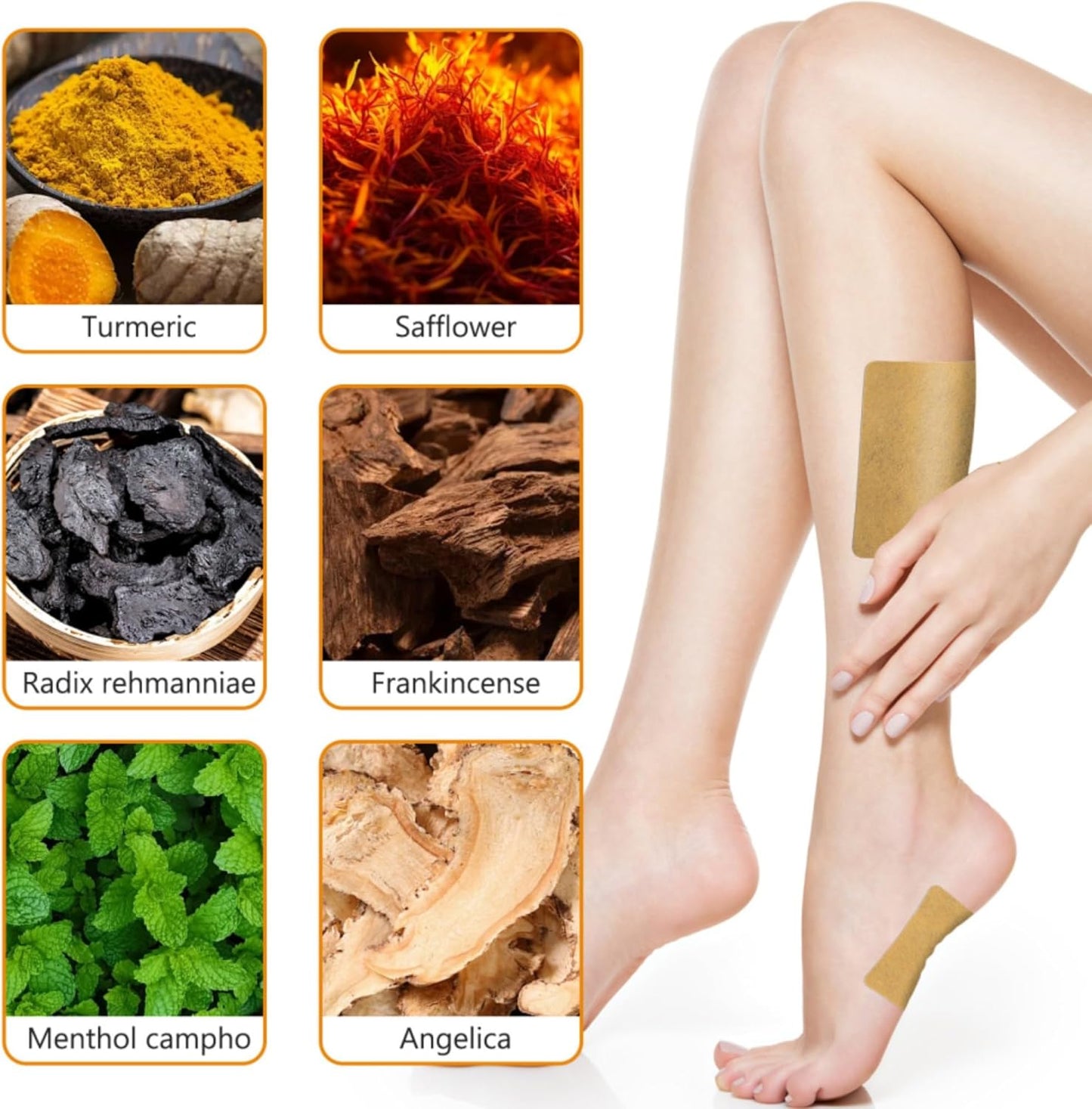 48PCS Turmeric Varicose Vein Patch - Natural Relief for Varicose Veins and Spider Veins on Legs - 1 Box