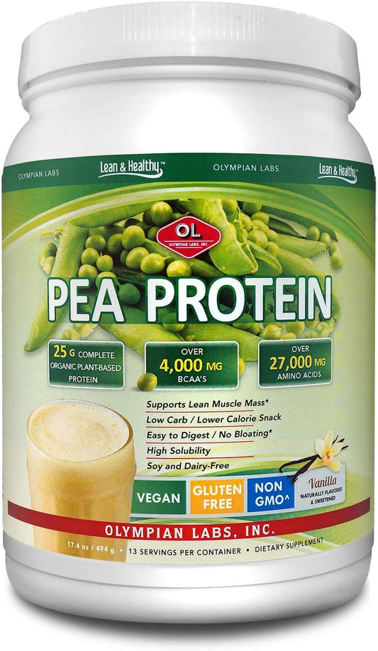 494g Vanilla Pea Protein Powder - 13 Servings by Olympian Labs