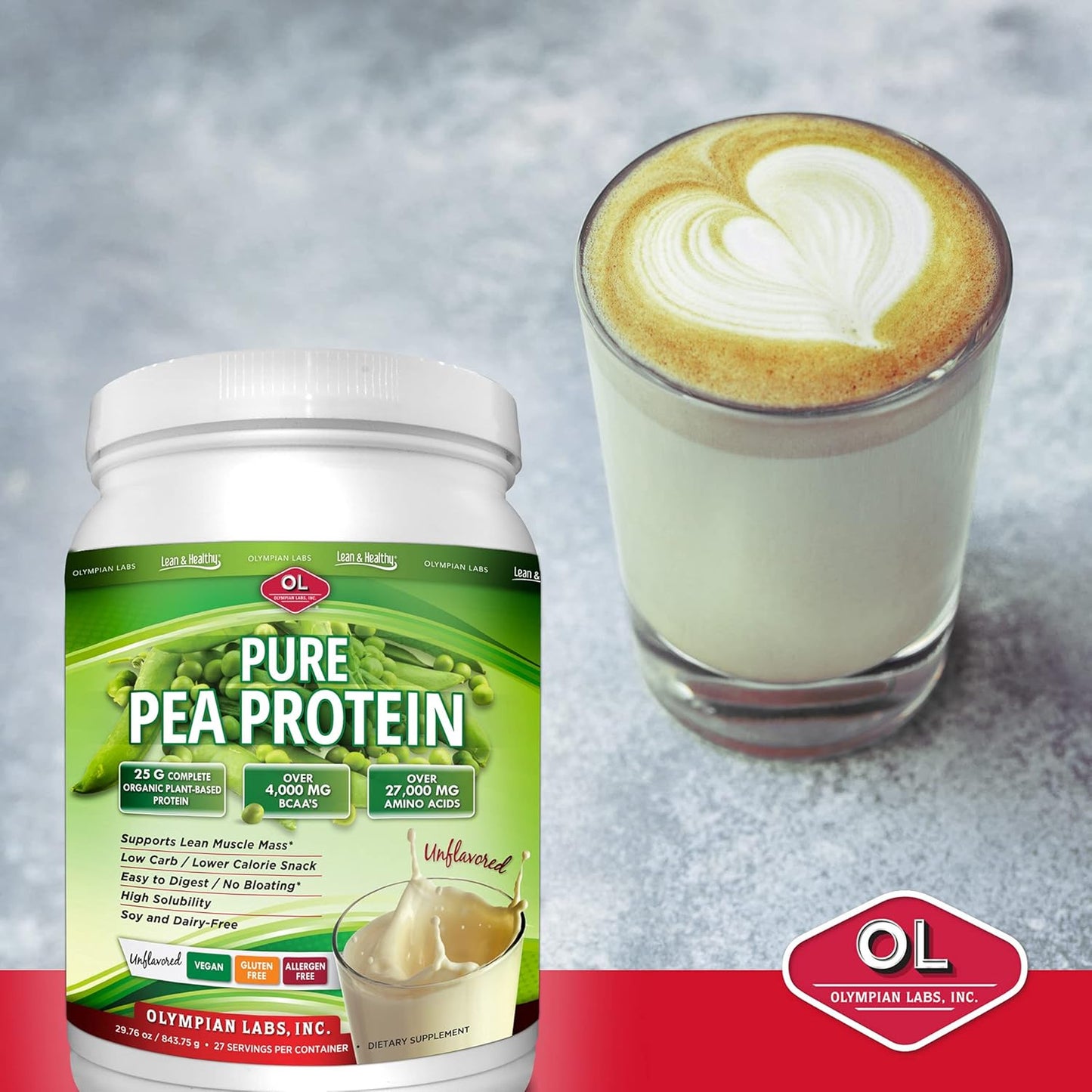 494g Vanilla Pea Protein Powder - 13 Servings by Olympian Labs