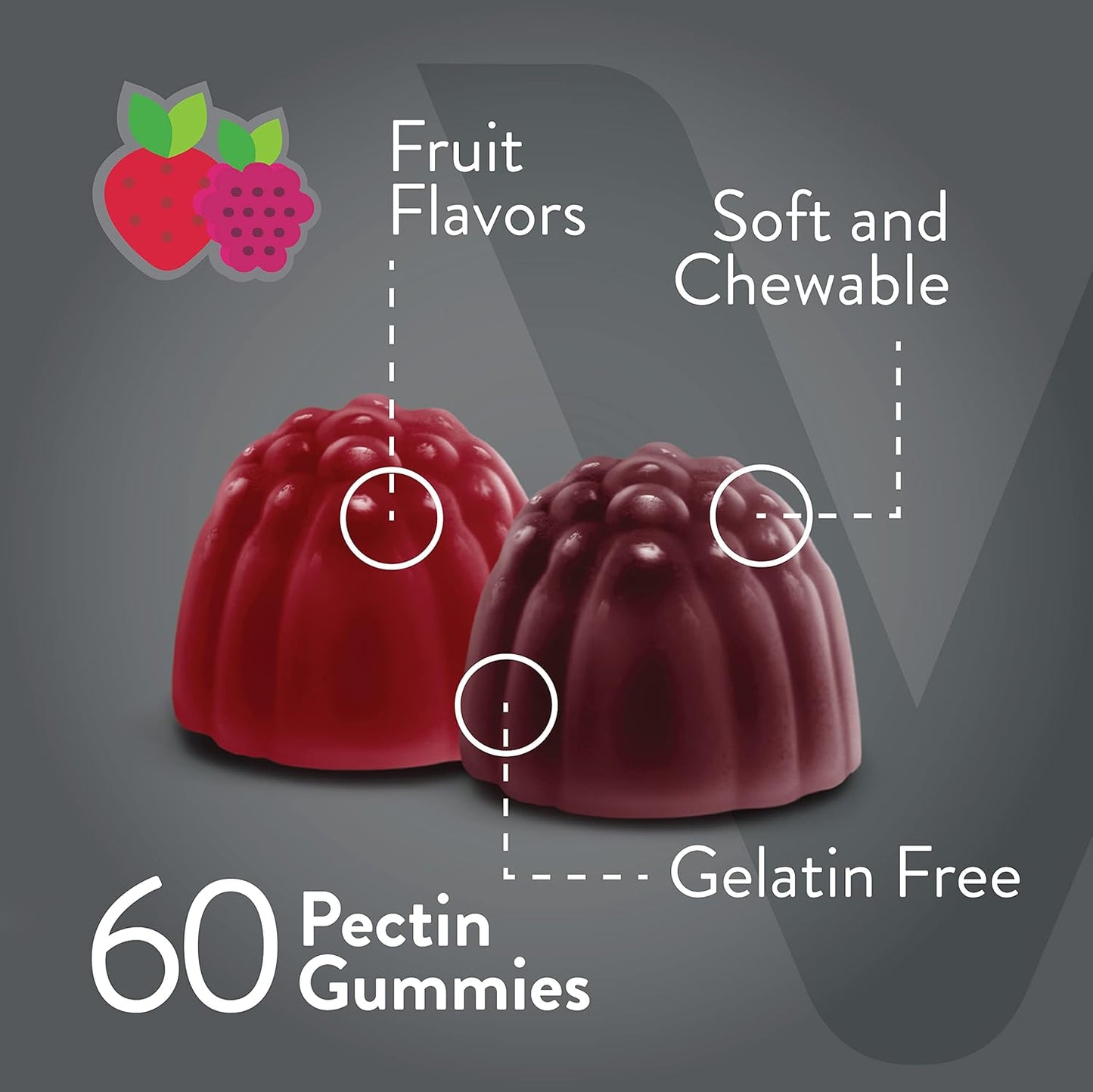 4g Viteey Prebiotic Fiber Gummies for Adults - Vegan, Gelatin Free - Chewable Fruit Flavored Gummy - Support Digestive Health & Natural Weight Loss - Sugar Free Fiber Supplement
