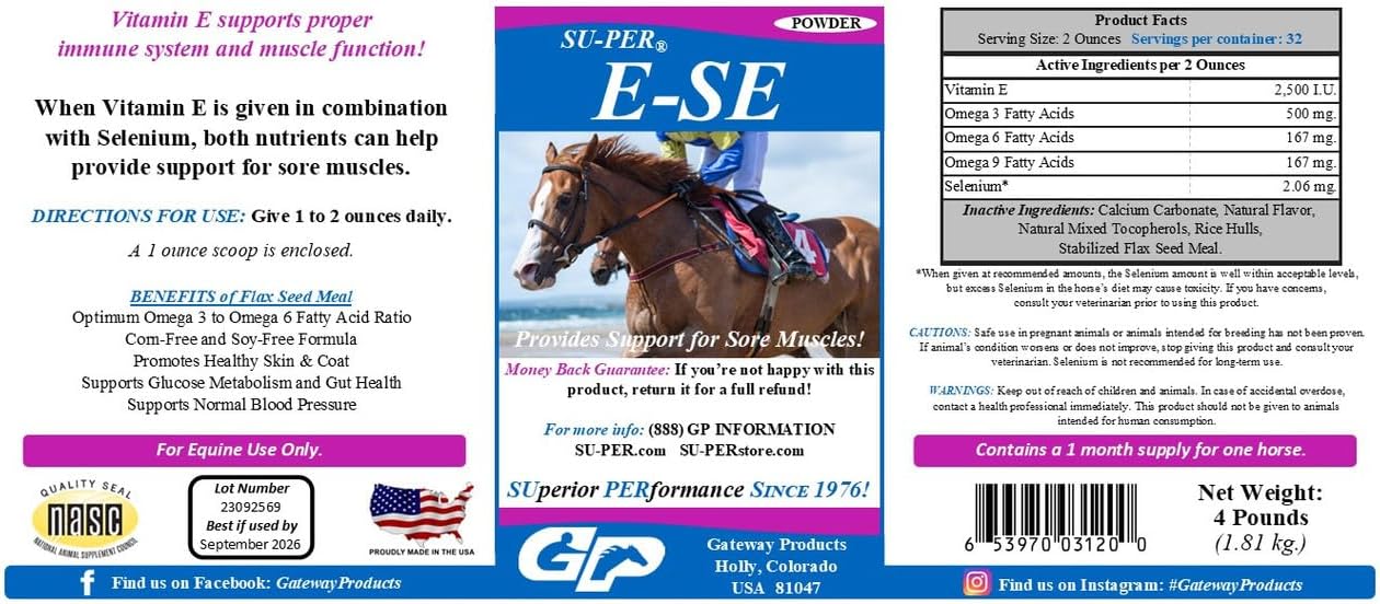 4lb (2 Pack) Horse Antioxidant Supplement with Vitamin E & Selenium for Sore Muscle Support