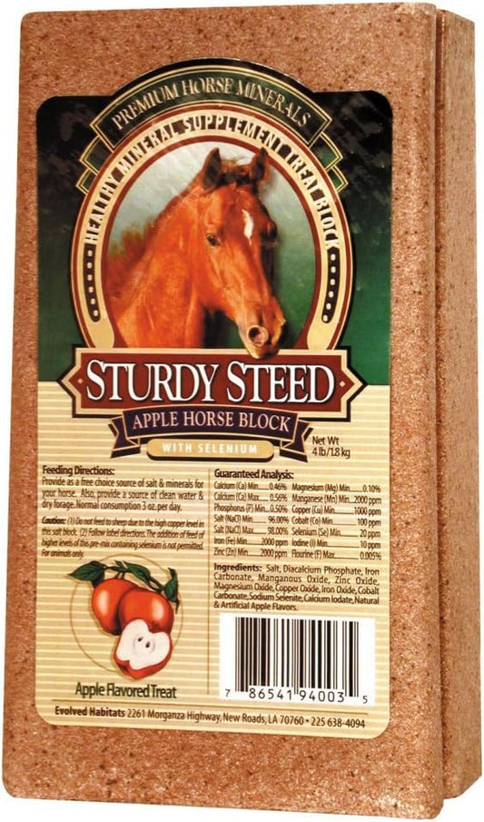 4lb Apple Flavored Mineral Block for Horses - The Evolved Company's Sturdy Steed Healthy Supplement