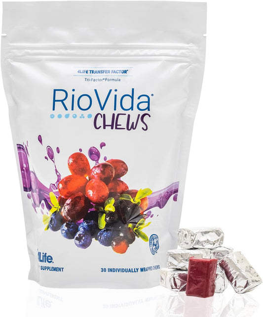 4Life RioVida Chews: Immune System & Anti-Aging Support with Elderberry, Acai Berry, and Transfer Factor Proteins - 30 Chews