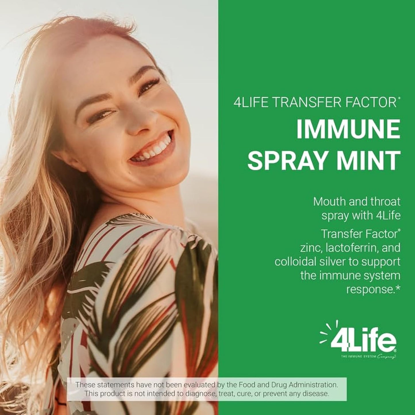 4Life Transfer Factor Immune Spray with Zinc and Marshmallow Root Extract - Mint Flavor - 1.7 oz - Supports Mouth and Throat Immune Health