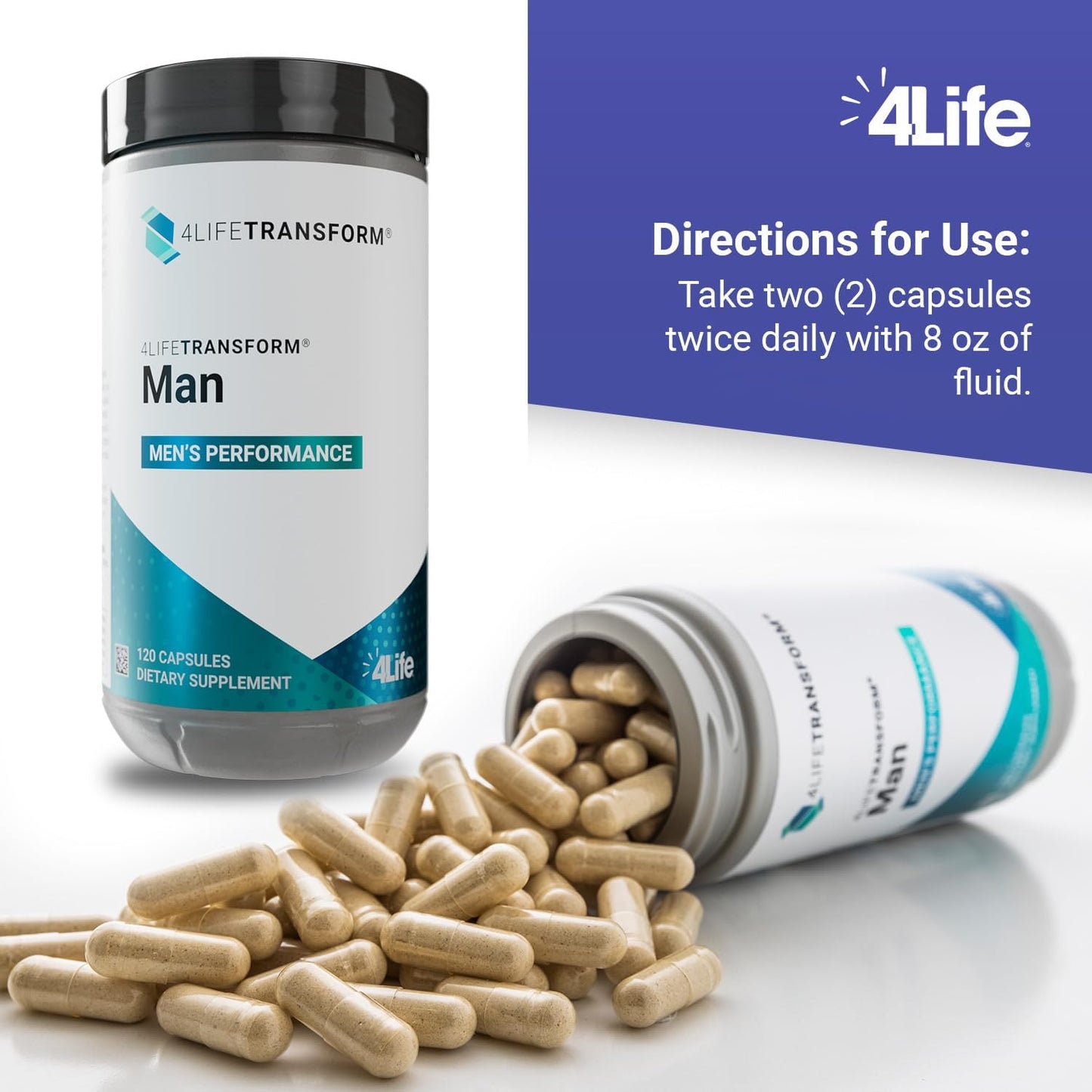 4Life Transform Man - Natural Supplement for Men's Sexual Health and Vitality - Boosts Nitric Oxide, Energy, and Well-Being - With L-Citrulline, Vitamin D3, and Korean Ginseng - 120 Capsules