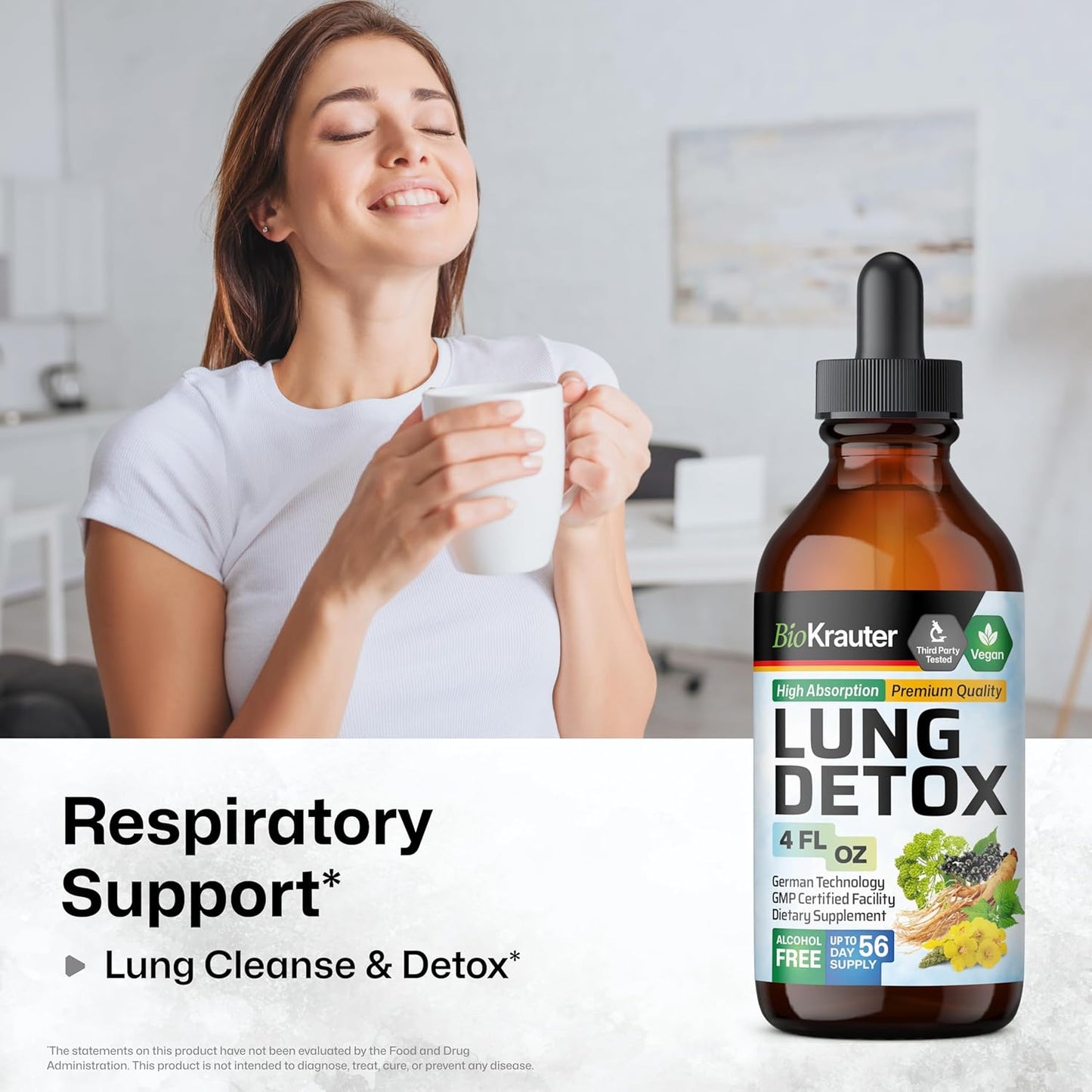 4oz BIO KRAUTER Lung Detox Tincture with 100 Resveratrol Capsules