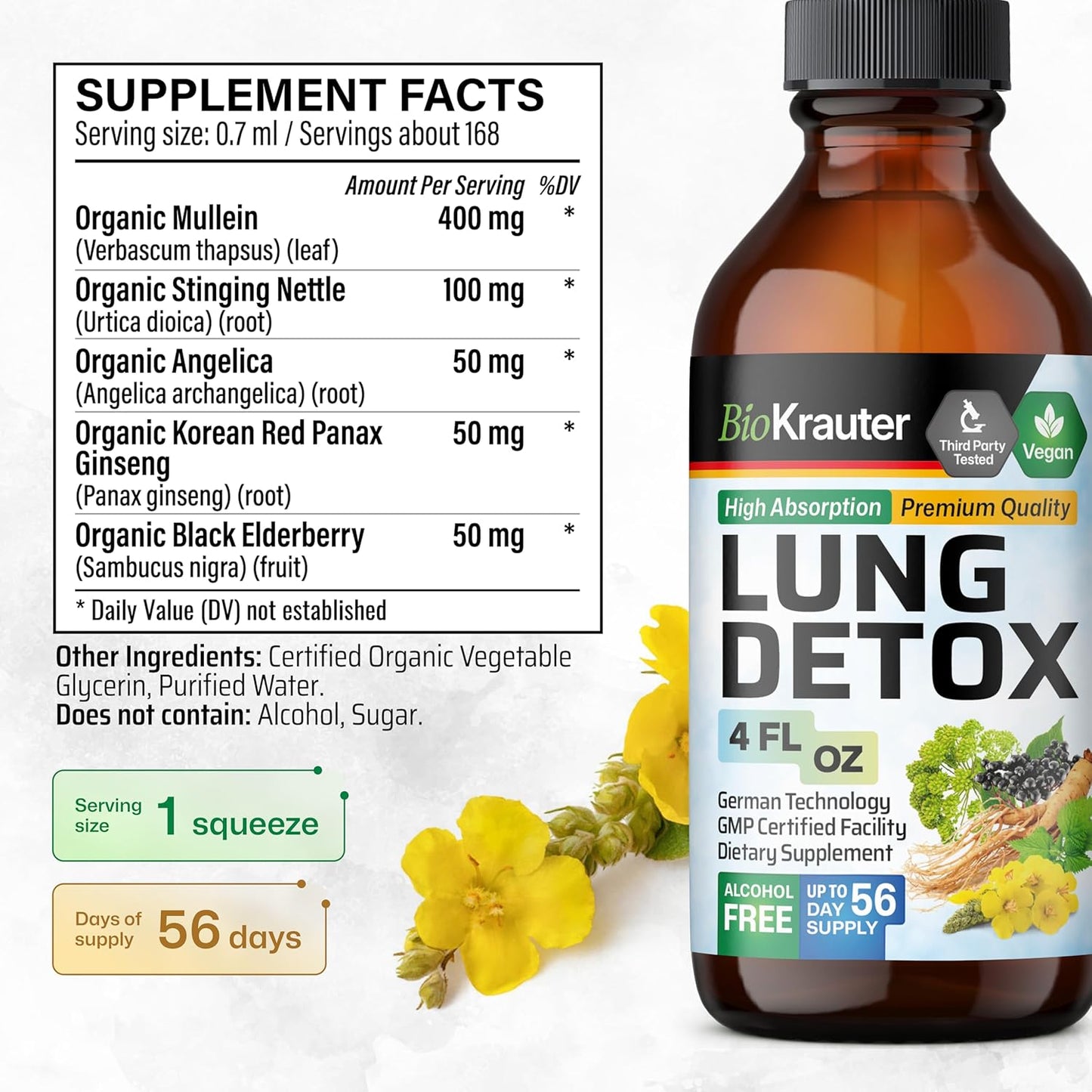 4oz BIO KRAUTER Lung Detox Tincture with 100 Resveratrol Capsules