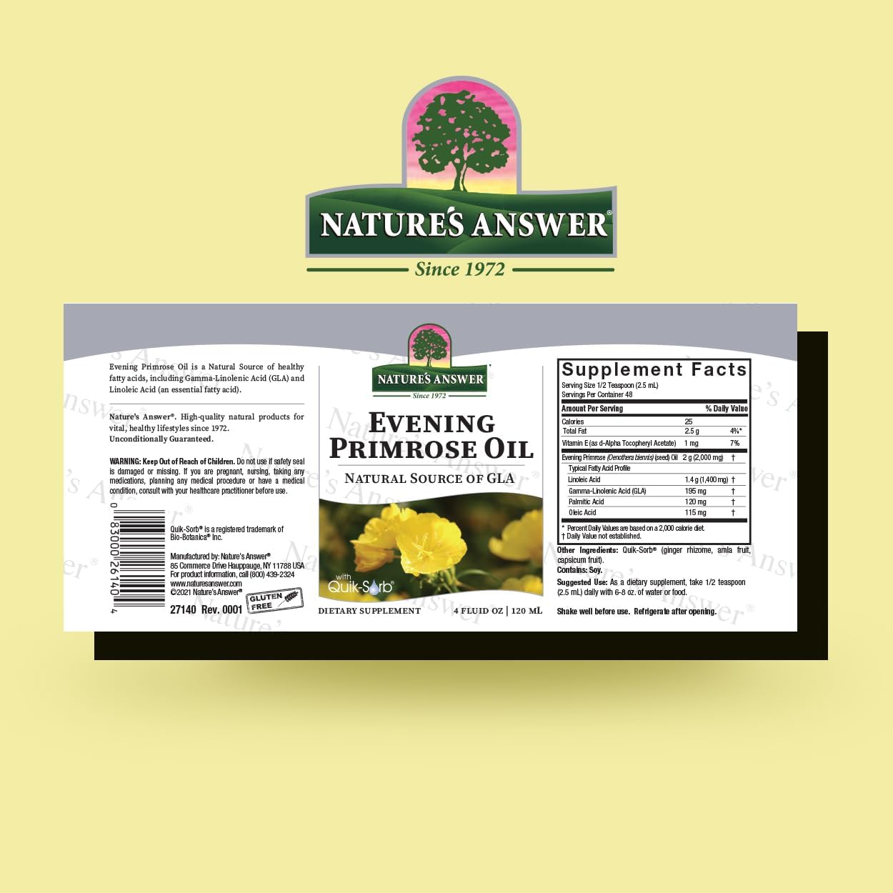 4oz Cold Pressed Evening Primrose Oil Liquid | All Natural Moisturizer for Hair, Skin, Nails | Rosacea Psoriasis Eczema Relief | Single Count