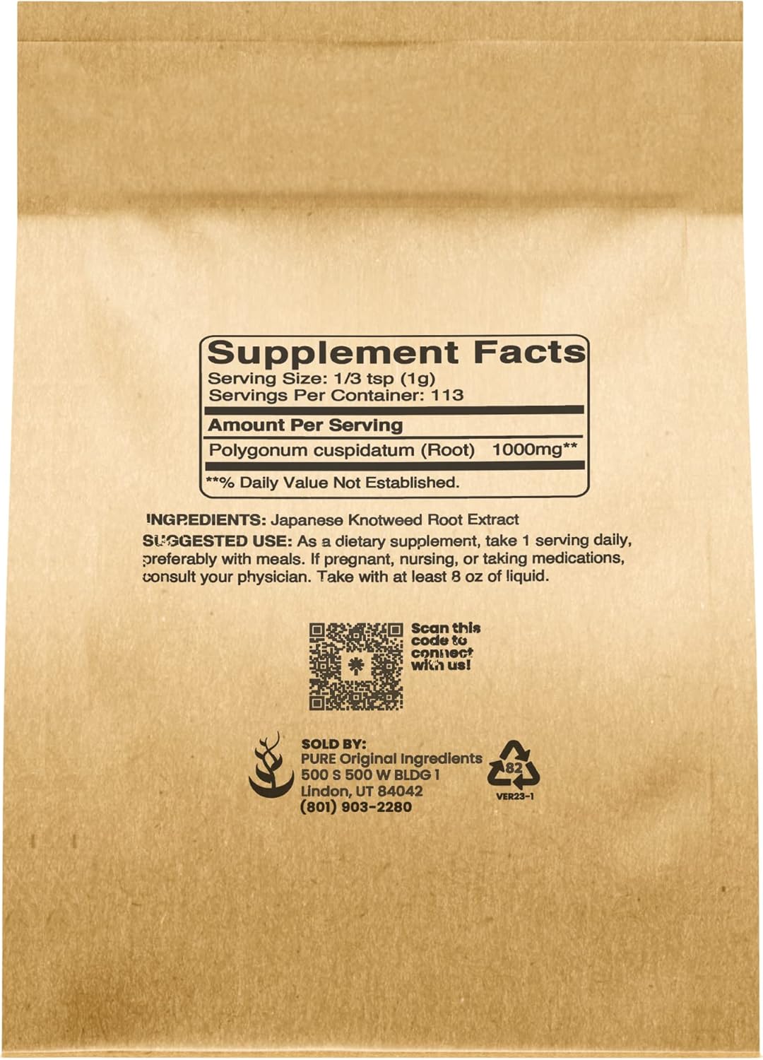 4oz Japanese Knotweed Hu Zhang Supplement - Pure Original Ingredients, Traditional & Gluten-Free