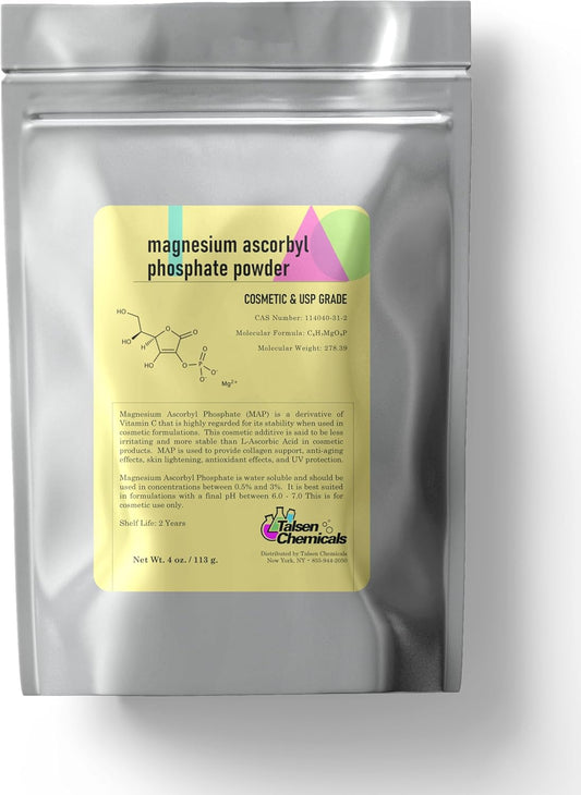 4oz Magnesium Ascorbyl Phosphate MAP Powder for DIY Skincare - Stable Vitamin C by Talsen Chemicals