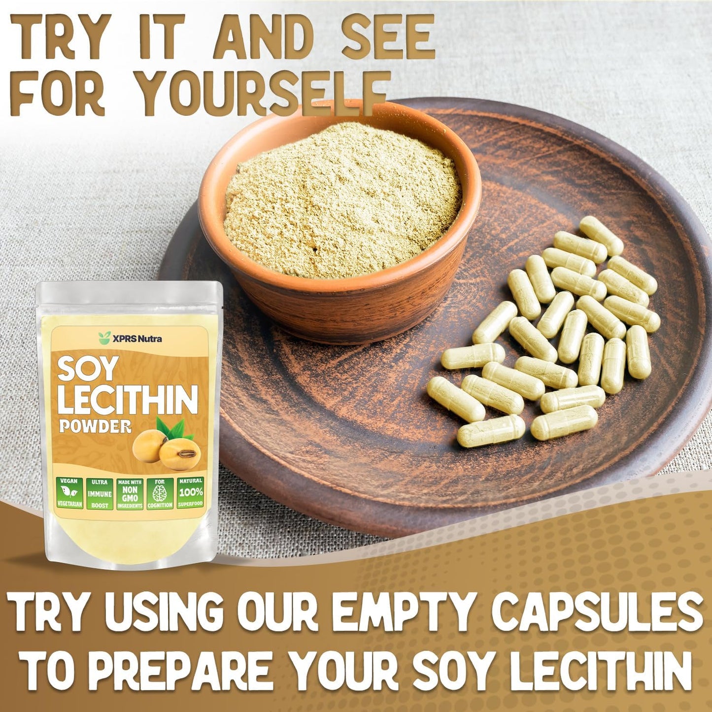 4oz XPRS Nutra Soy Lecithin Powder - Food Grade Fat Emulsifier for Cooking, Baking - Vegan-Friendly Cooking Aid