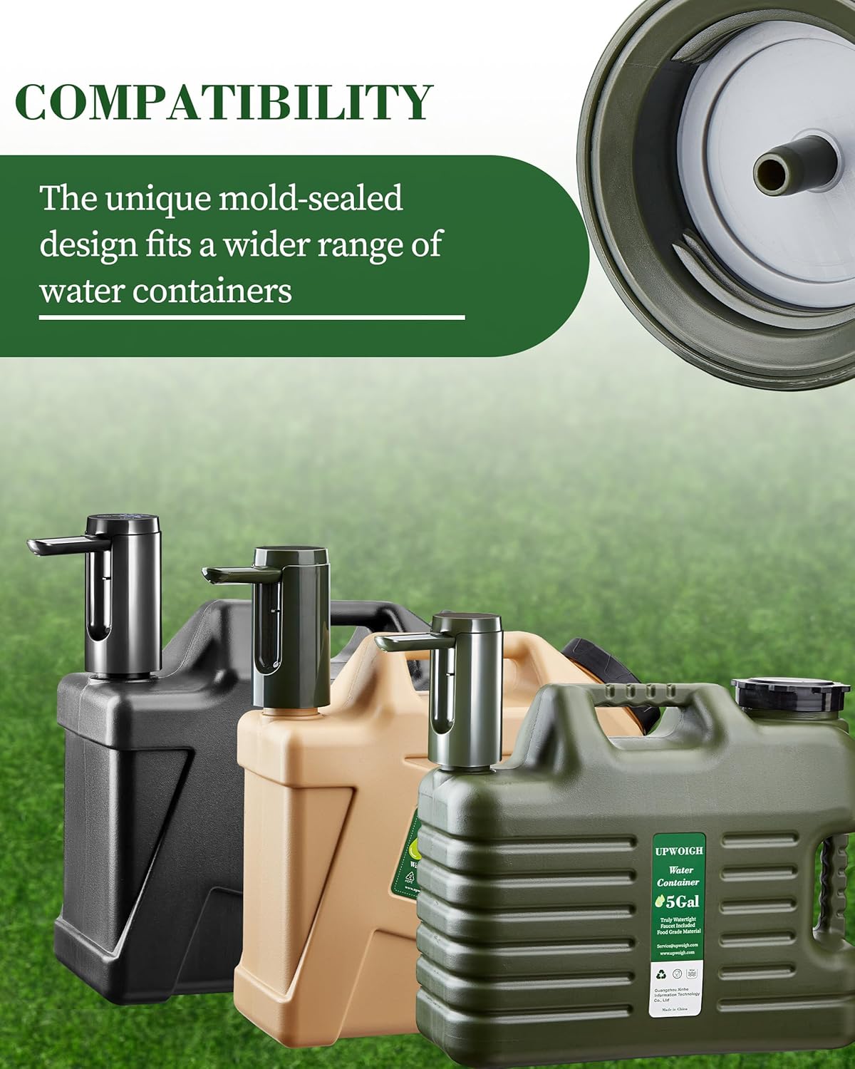 5 Gallon Camping Water Jug - Military Green Water Container with No Leakage, BPA-Free Portable Storage Tank for Hiking and Overlanding