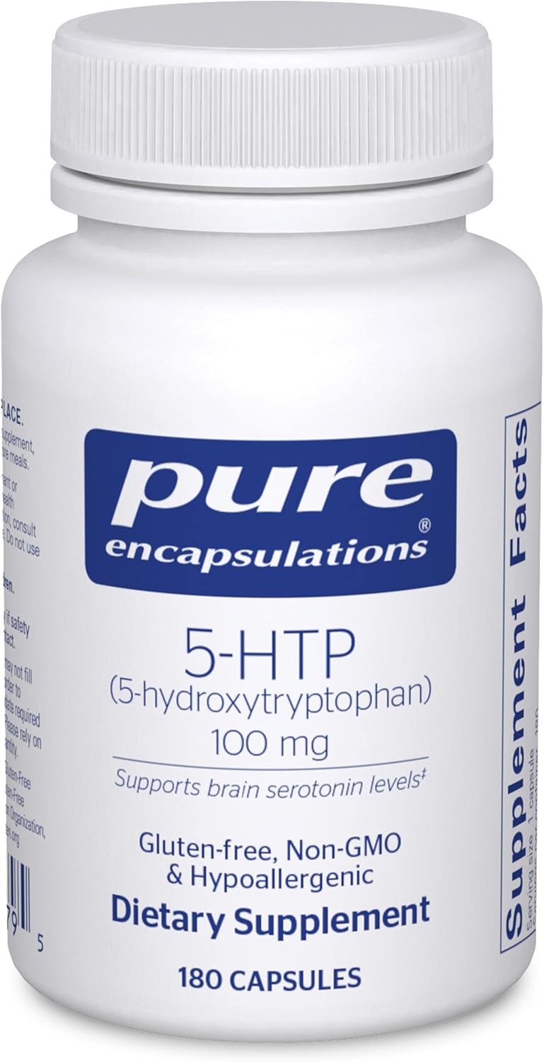 5-HTP 100mg Capsules for Brain Health, Sleep Regulation, and Appetite Support - Non-GMO and Gluten Free - 180 Count