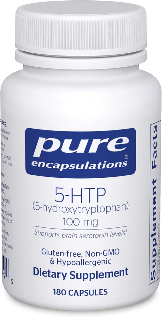 5-HTP 100mg Capsules for Brain Health, Sleep Regulation, and Appetite Support - Non-GMO and Gluten Free - 180 Count