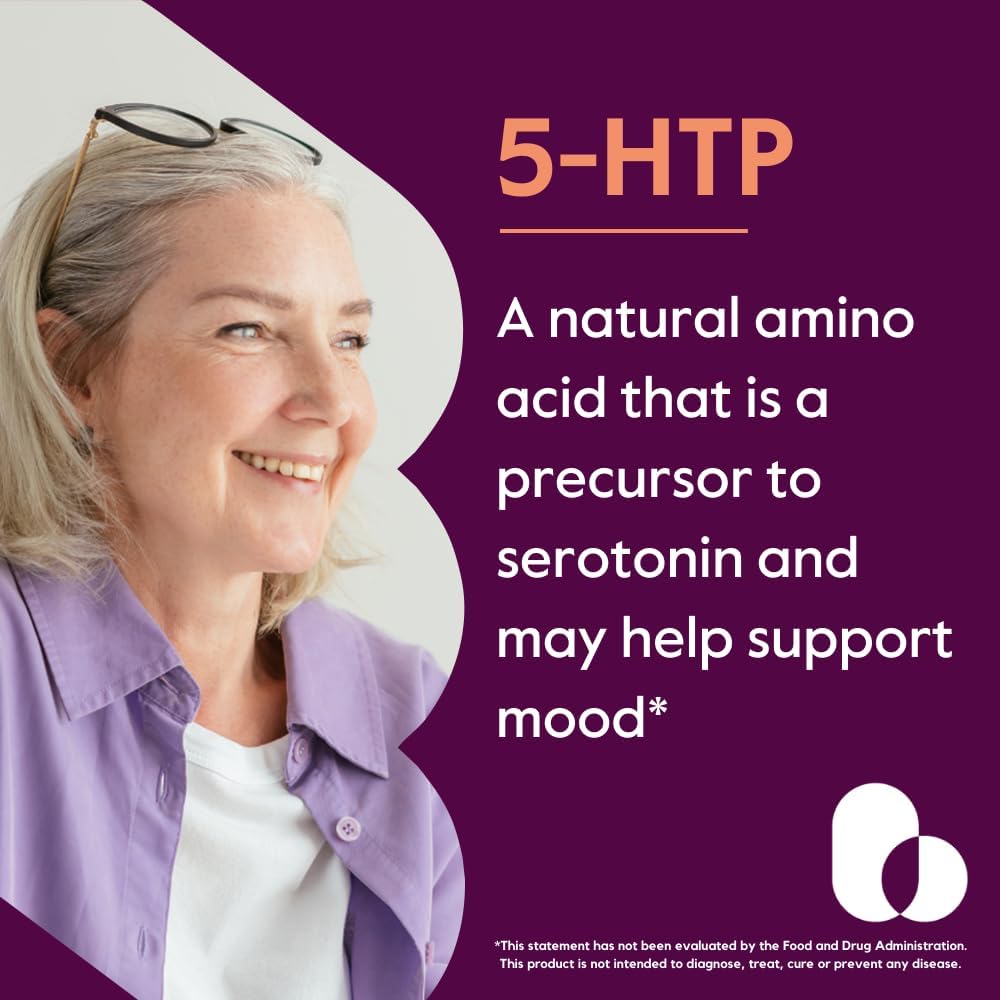 5-HTP 100mg Supplement (120 Capsules) - Pure Formula without Stearates or Flow Agents