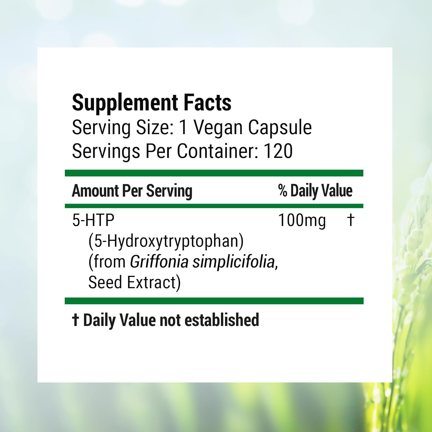 5-HTP 100mg Supplement for Sleep and Mood Support - Naturally Sourced Serotonin - 120 Non-GMO, Vegan Capsules by Nested Naturals