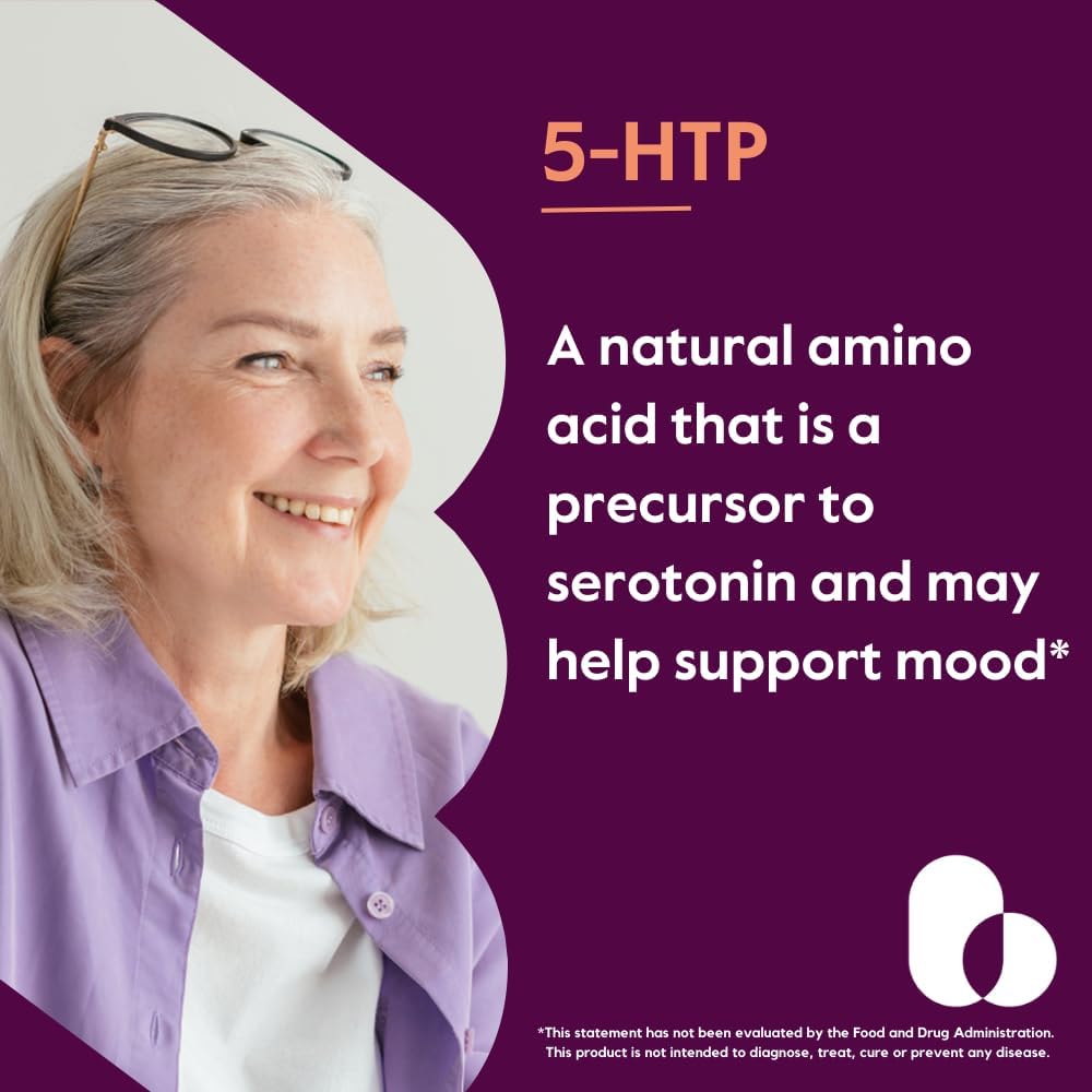 5-HTP 200mg Capsules - 120 Count - Pure Supplement with No Additives - Gluten Free & Non GMO
