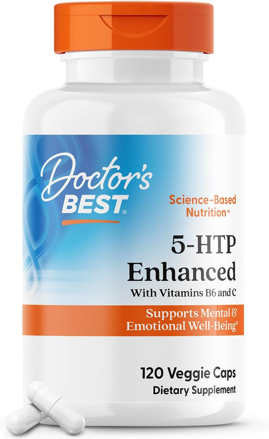 5-HTP Enhanced with Vitamins B6 & C for Mental & Emotional Well-Being - 120 Vegan Capsules by Doctor's BEST