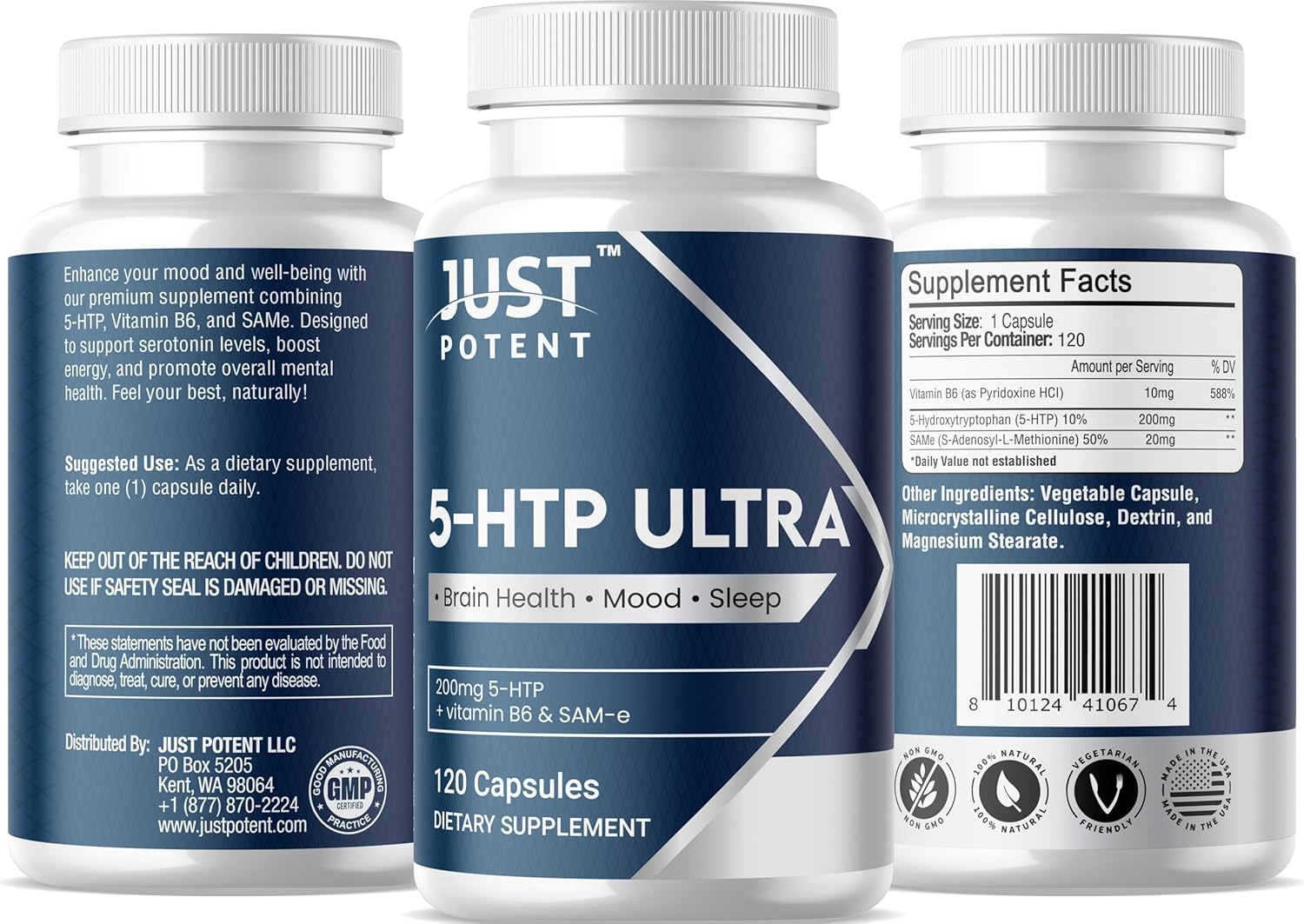 5-HTP Ultra 200mg Capsules - 4-Month Supply for Sleep, Mood, Brain Health - With SAM-e & Vitamin B6
